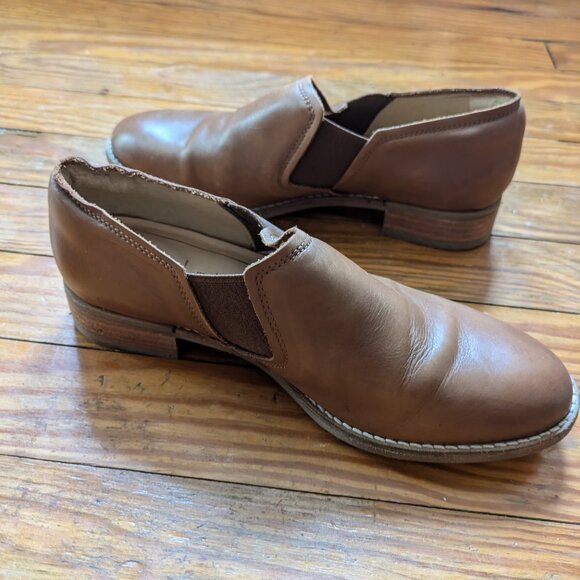 Clarks Netley Bright Tan Leather Slip On Shoes Women's Size 6 - Picture 2 of 8